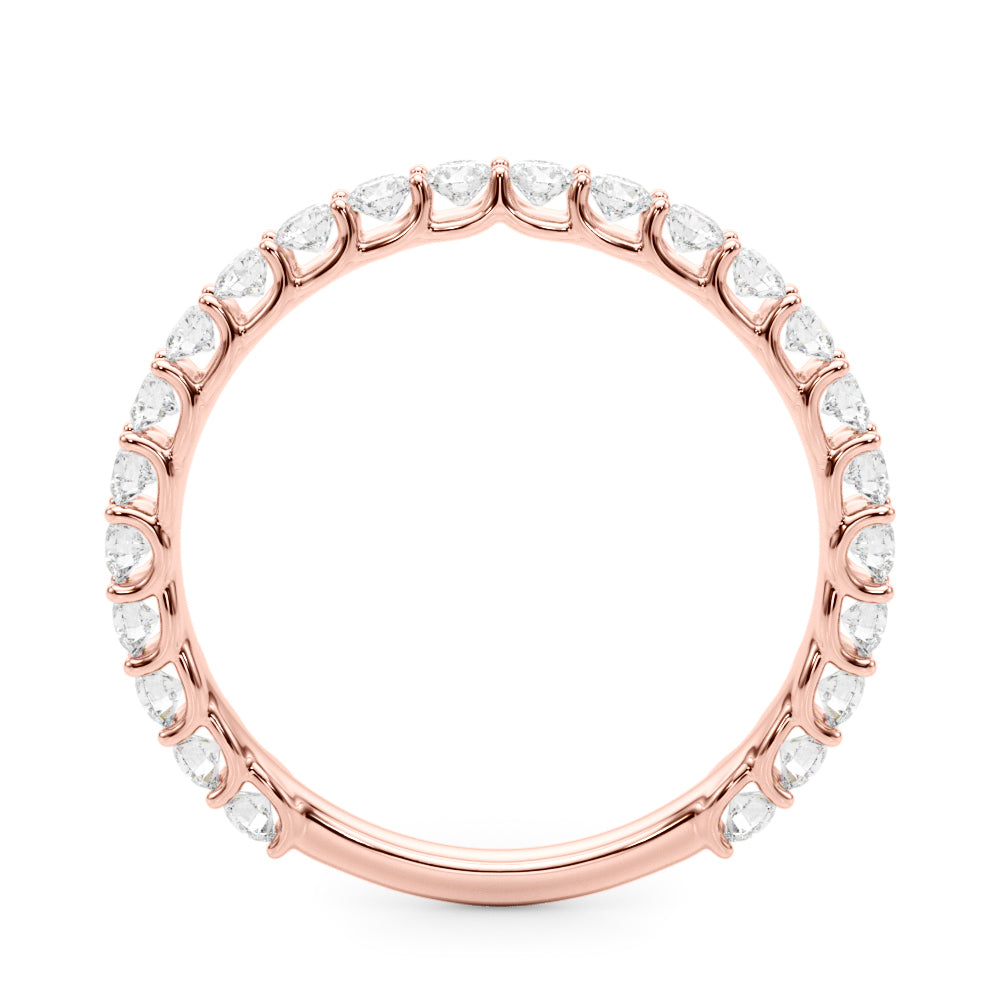 0.75 Ct Round Diamond Wedding Band In 10K White / Rose & Yellow Gold