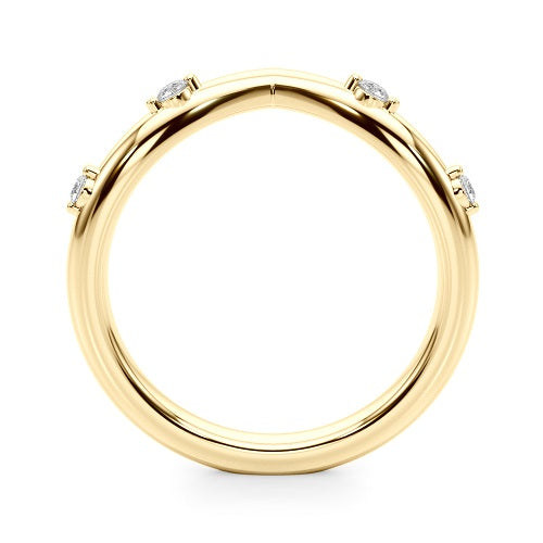 10K Solid Yellow Gold 0.10 Carat Round Diamond Wedding Band Jewelry