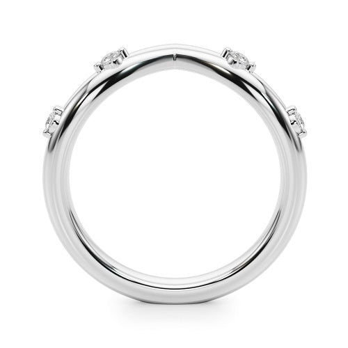 10K Solid White Gold 0.10 Carat Round Diamond Wedding Band Jewelry