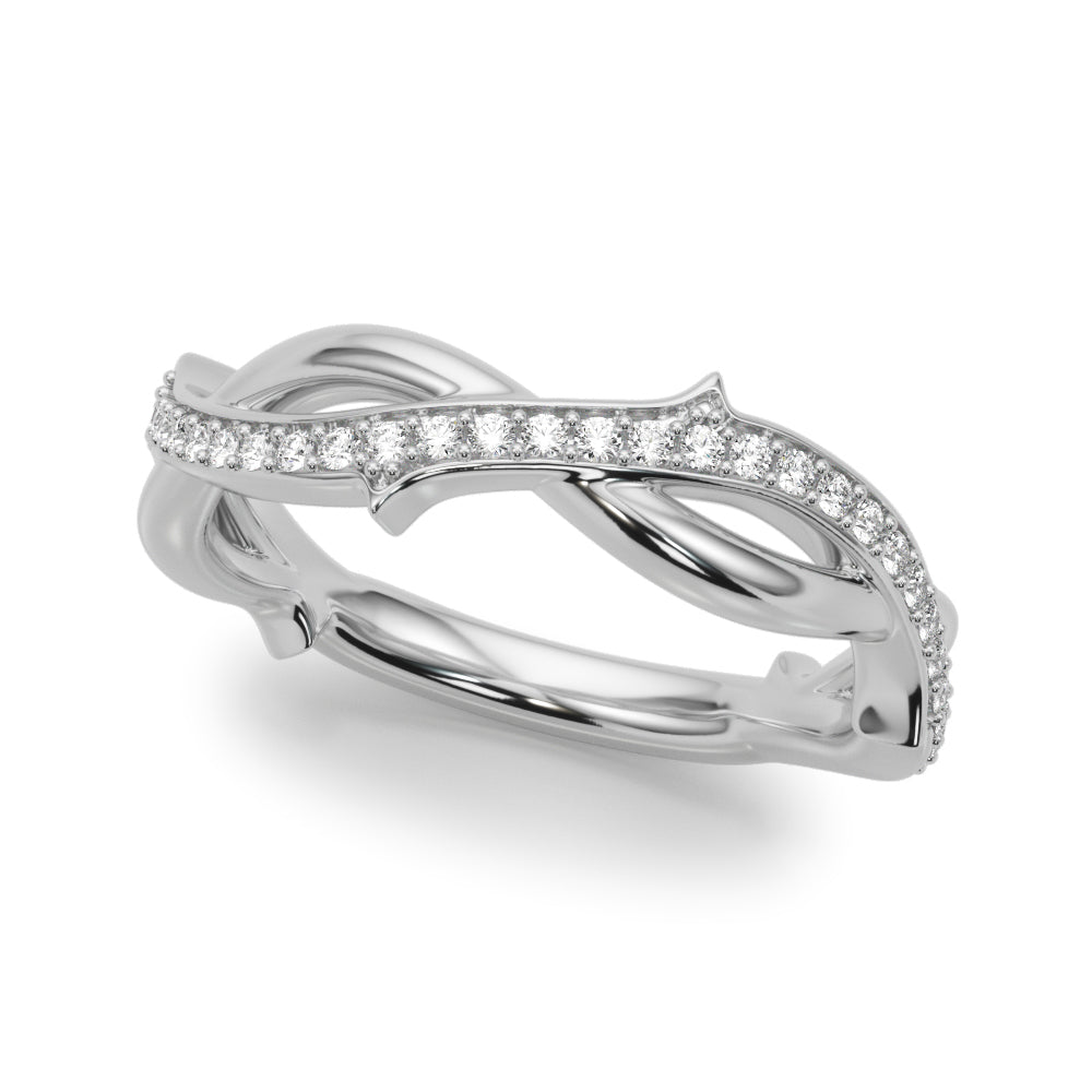 0.20 Carat Round Diamond Twisted Shank Wedding Band In 10K Solid White Gold