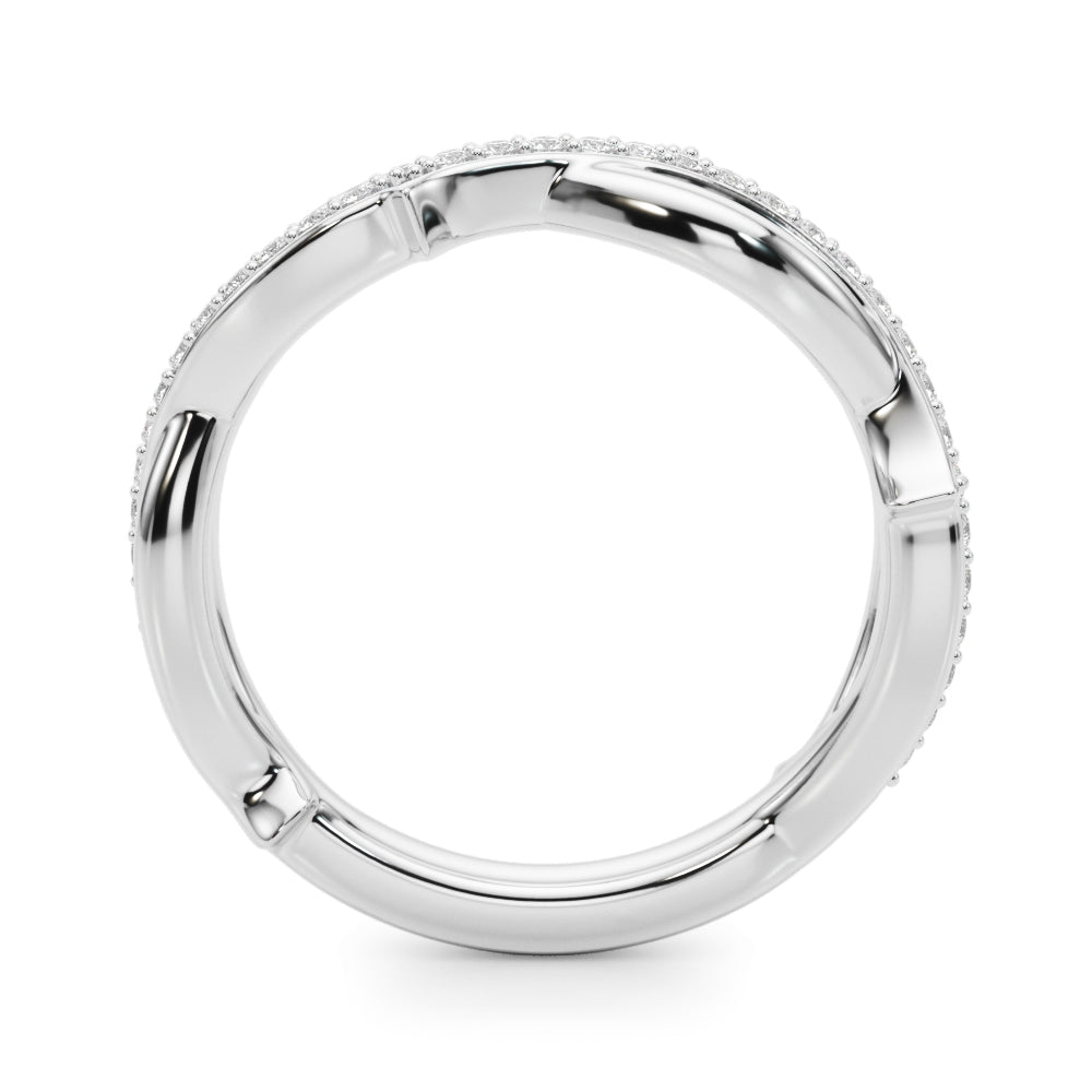 0.20 Carat Round Diamond Twisted Shank Wedding Band In 10K Solid White Gold