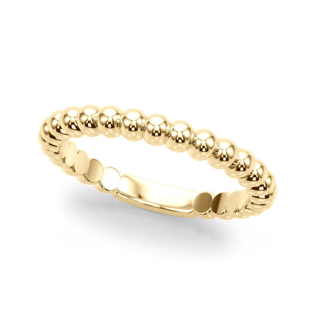 10K Solid White Rose/ Yellow Gold Bead Wedding Engagement Band