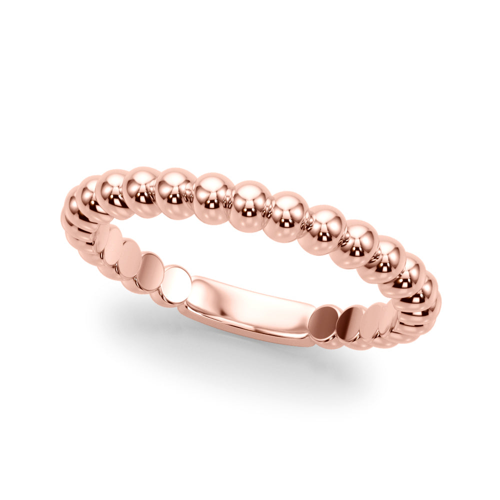 10K Solid White Rose/ Yellow Gold Bead Wedding Engagement Band