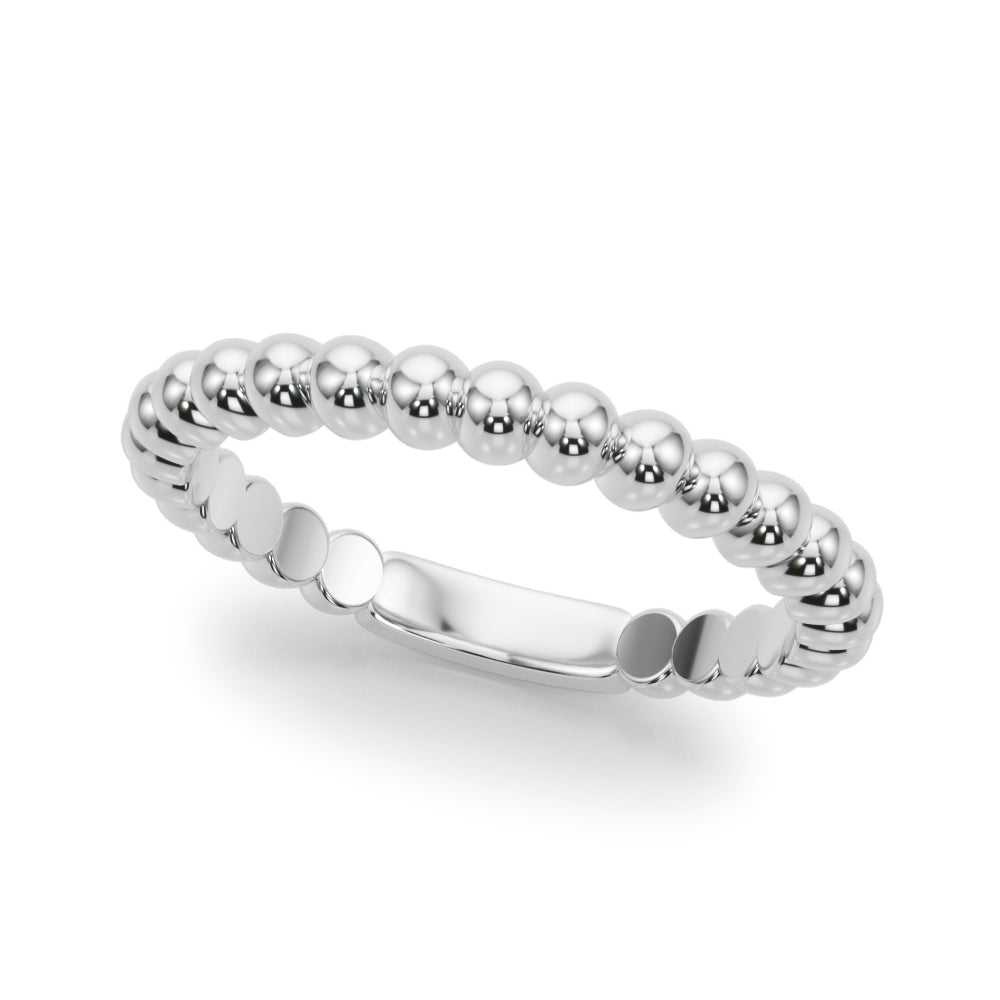 10K Solid White Rose/ Yellow Gold Bead Wedding Engagement Band