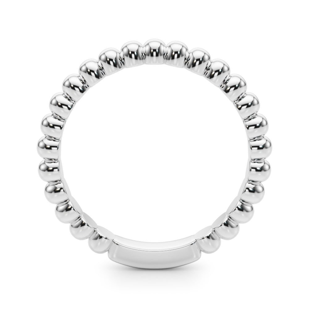 10K Solid White Rose/ Yellow Gold Bead Wedding Engagement Band