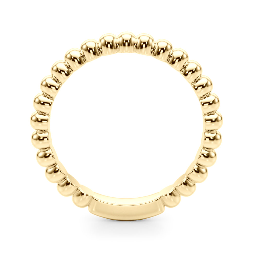 10K Solid White Rose/ Yellow Gold Bead Wedding Engagement Band