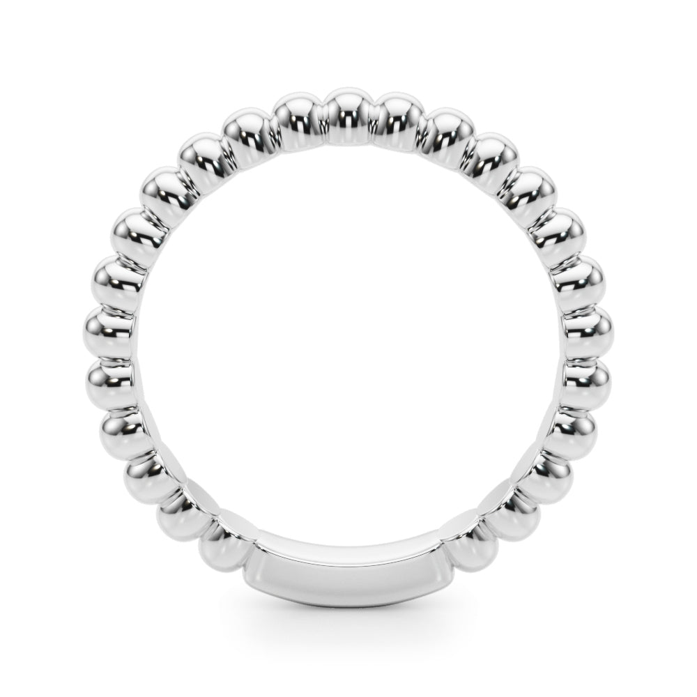 10K Solid White Rose/ Yellow Gold Bead Wedding Engagement Band