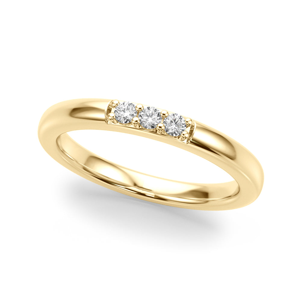 0.03 Carat Round Diamond HI/I1 Three Stone Wedding Band In 14K Solid Gold