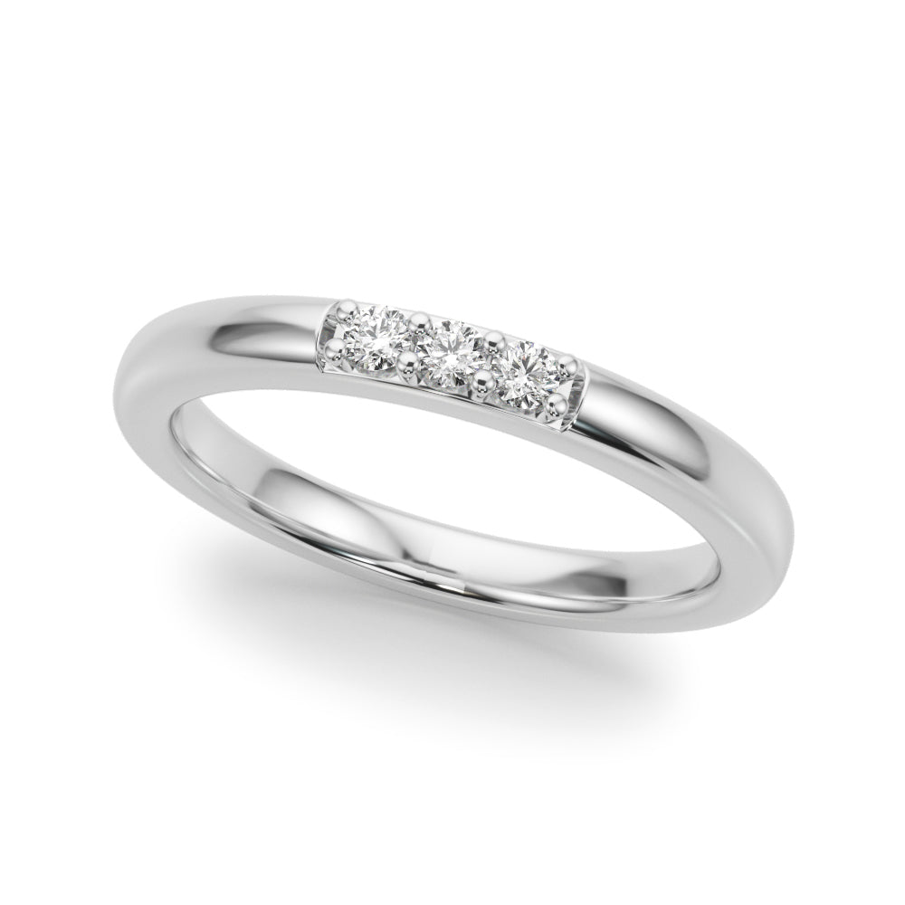 0.03 Carat Round Diamond HI/I1 Three Stone Wedding Band In 14K Solid Gold