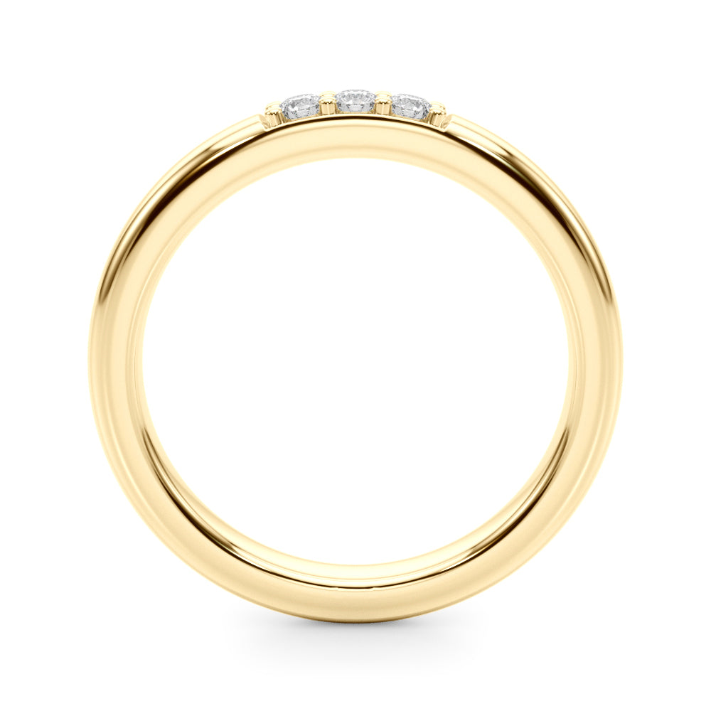 0.03 Carat Round Diamond HI/I1 Three Stone Wedding Band In 14K Solid Gold