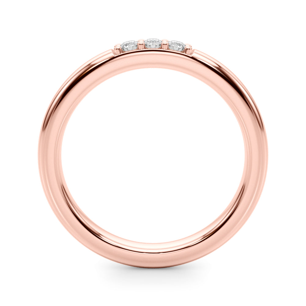 0.03 Carat Round Diamond HI/I1 Three Stone Wedding Band In 14K Solid Gold