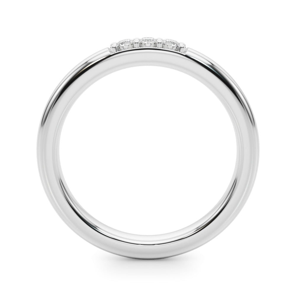 0.03 Carat Round Diamond HI/I1 Three Stone Wedding Band In 14K Solid Gold