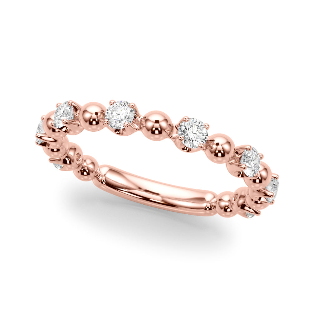 10K Solid White / Yellow & Rose Gold 0.50 Ct Round Diamond Wedding Band