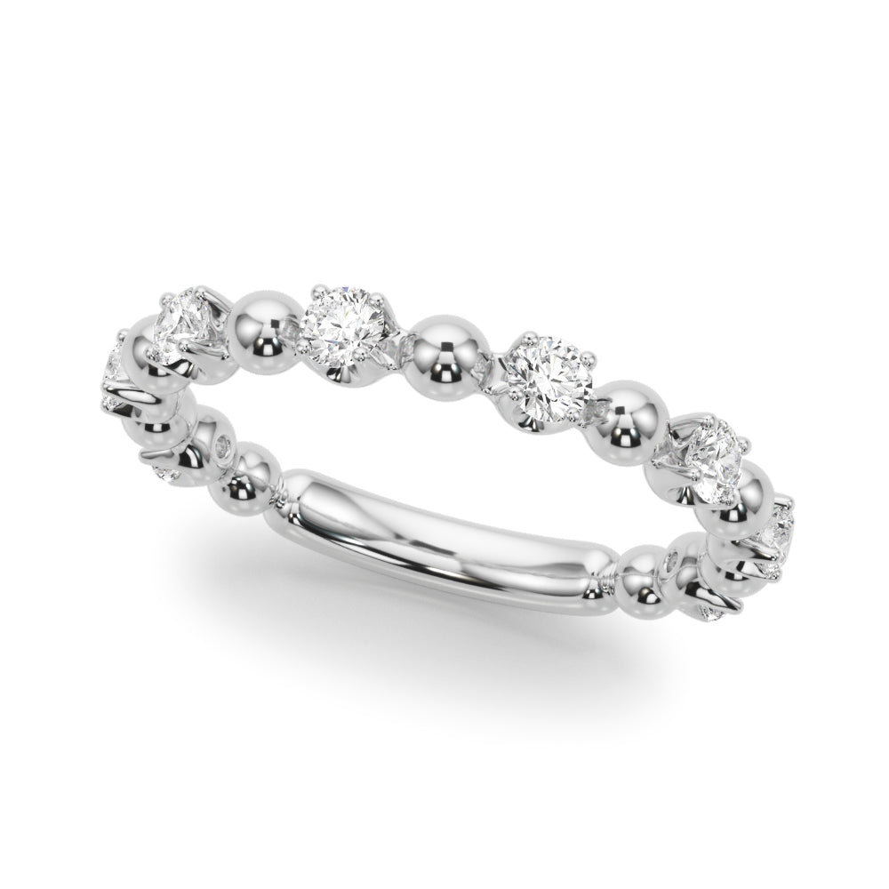 10K Solid White / Yellow & Rose Gold 0.50 Ct Round Diamond Wedding Band