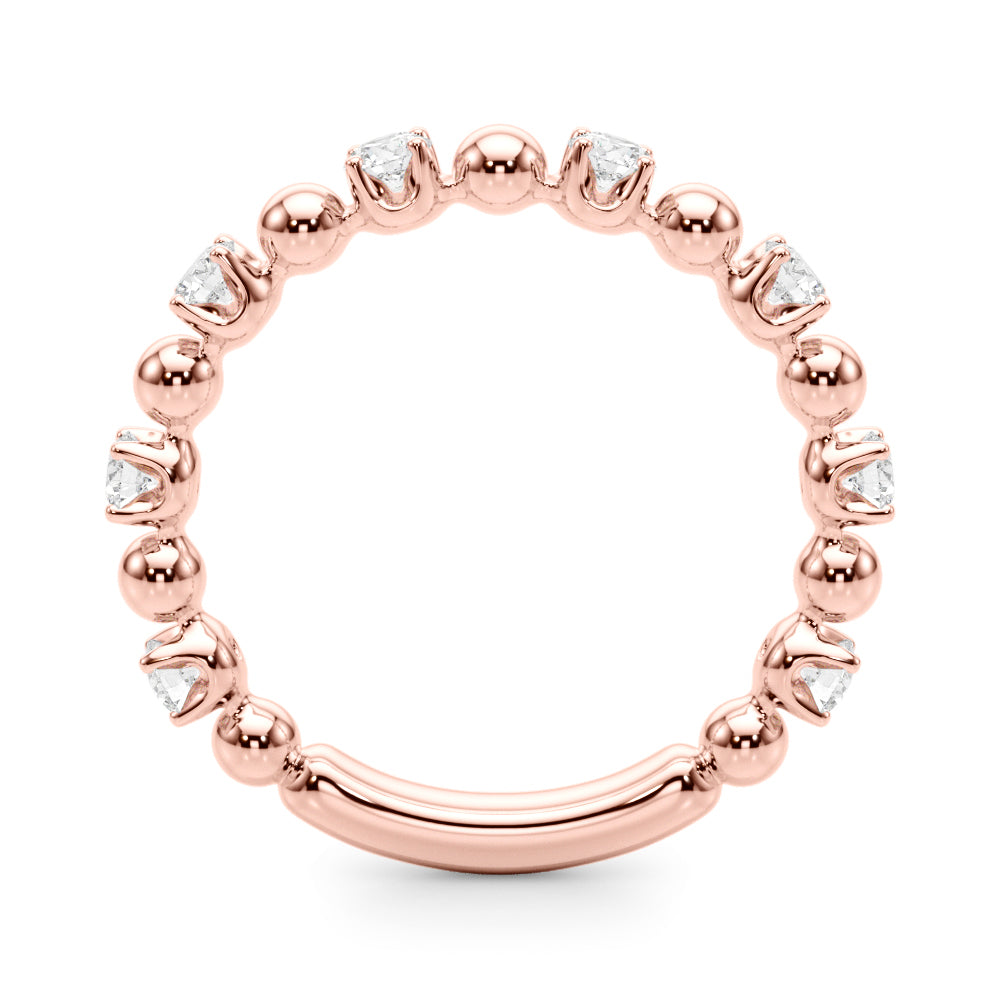 10K Solid White / Yellow & Rose Gold 0.50 Ct Round Diamond Wedding Band