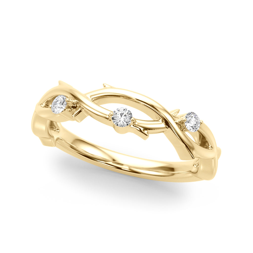 .10 Ct Round Diamond Twisted Shank Wedding Ring In 10K Solid White / Yellow Gold