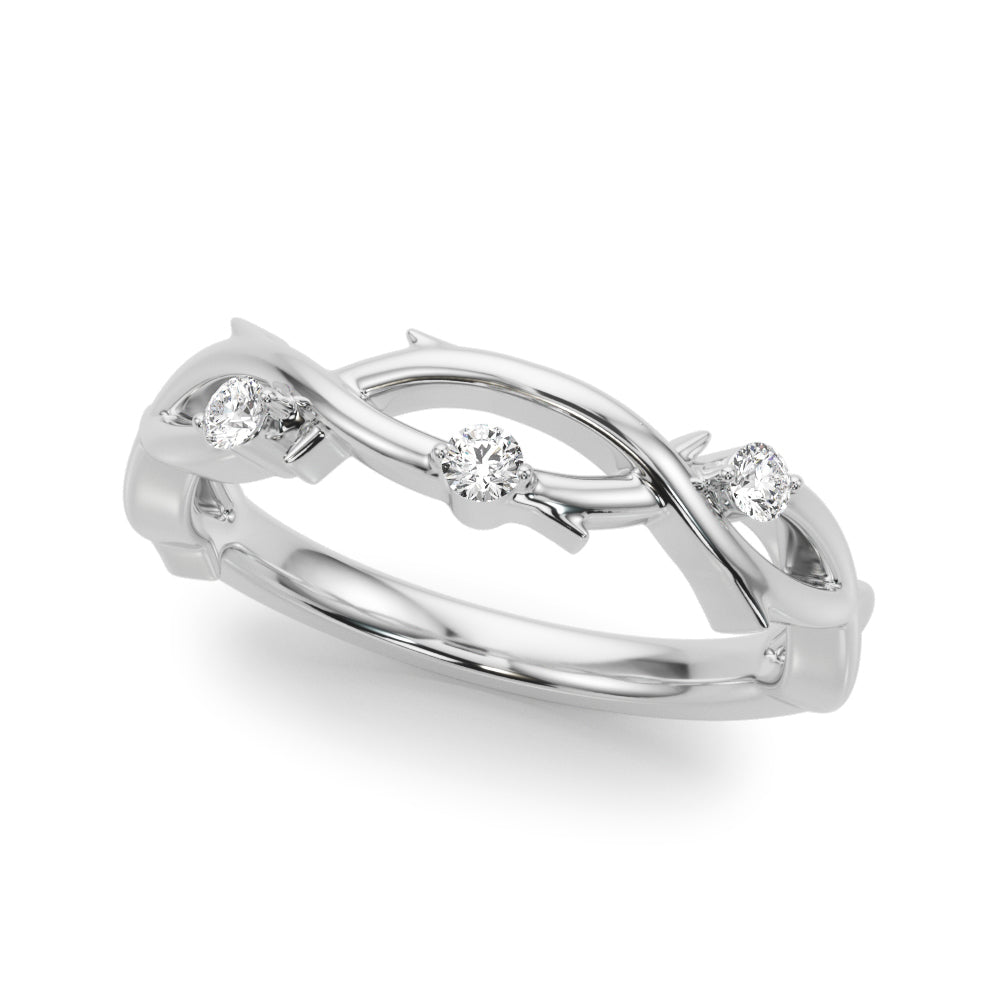 .10 Ct Round Diamond Twisted Shank Wedding Ring In 10K Solid White / Yellow Gold
