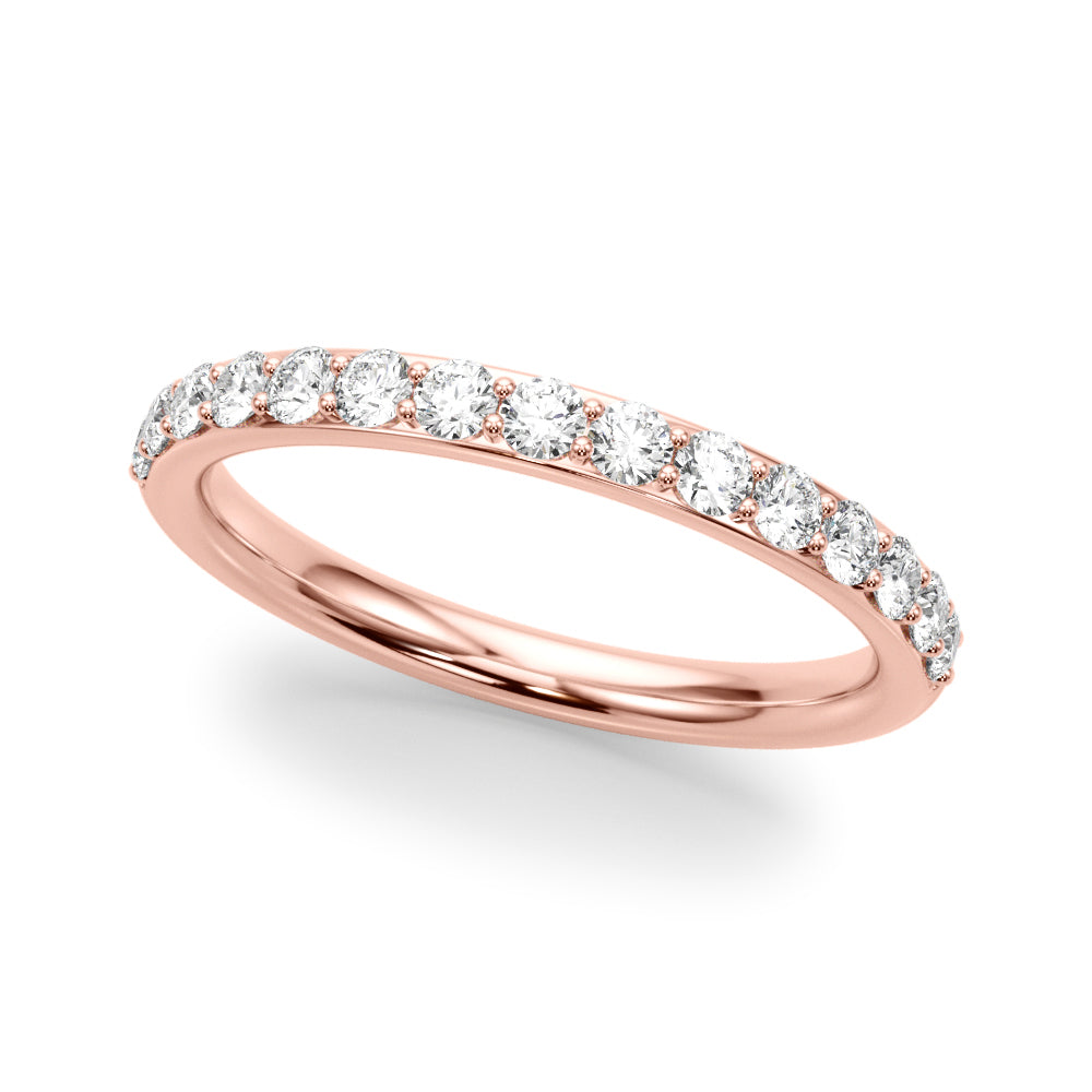 1/2 Ct Prong Set Round Diamond Wedding Band In 10K Solid Rose/ White / Yellow Gold