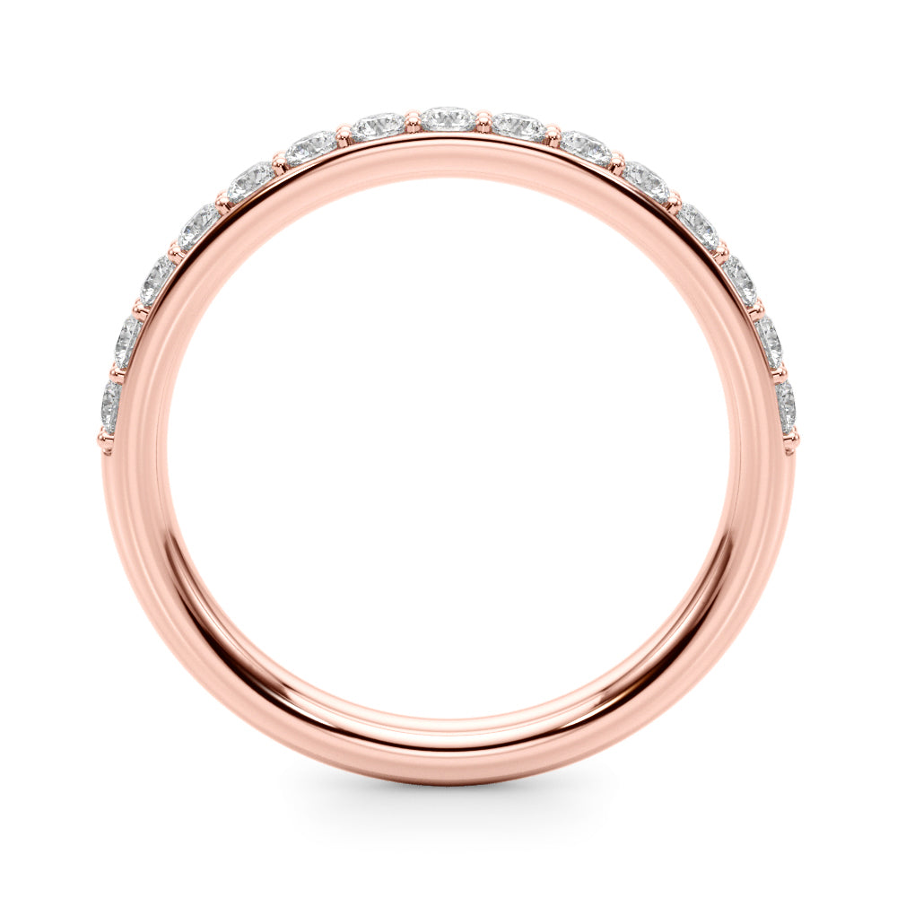 1/2 Ct Prong Set Round Diamond Wedding Band In 10K Solid Rose/ White / Yellow Gold