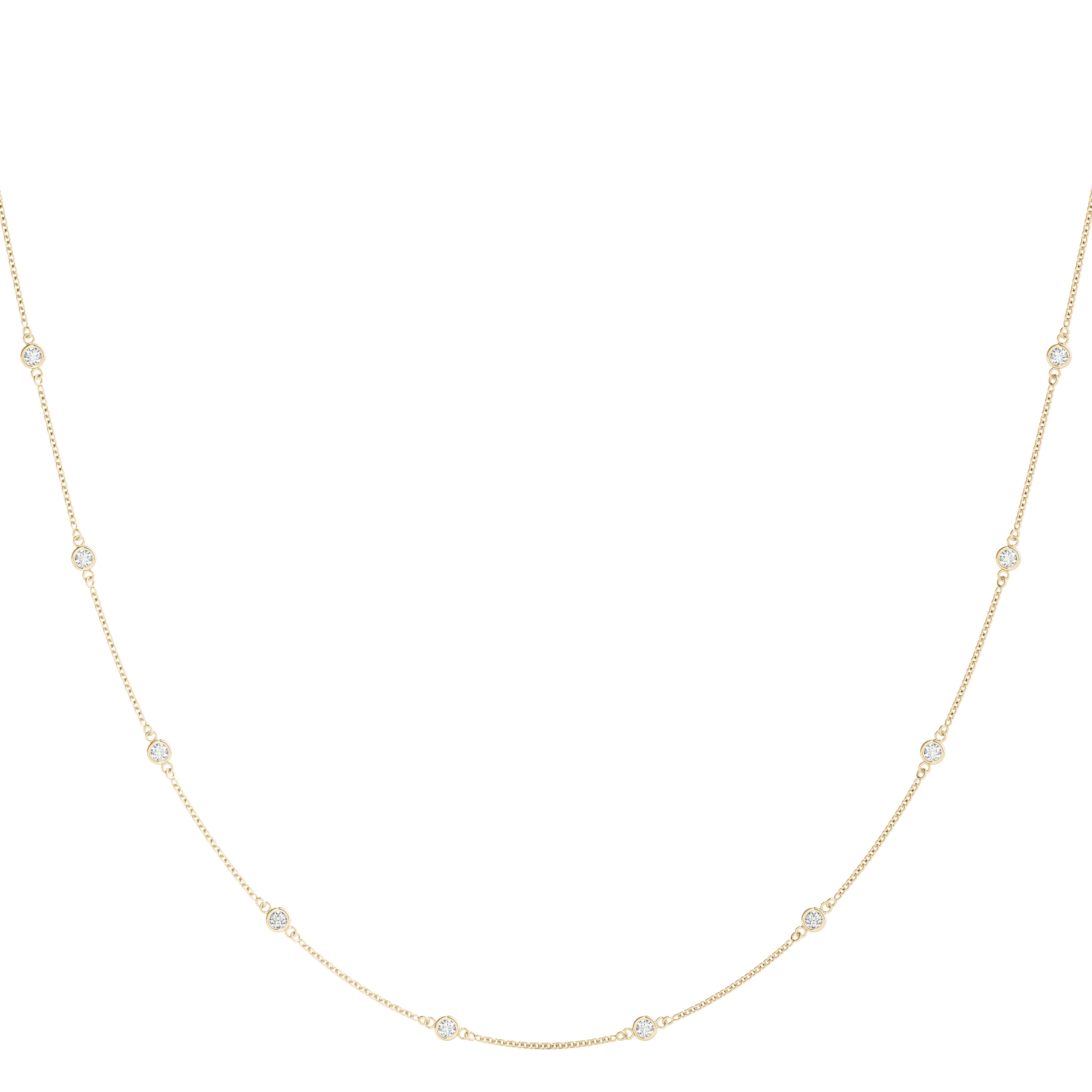 0.50 Ct Round Diamond Necklace By The Yard 16" In 14K White / Yellow & Rose Gold
