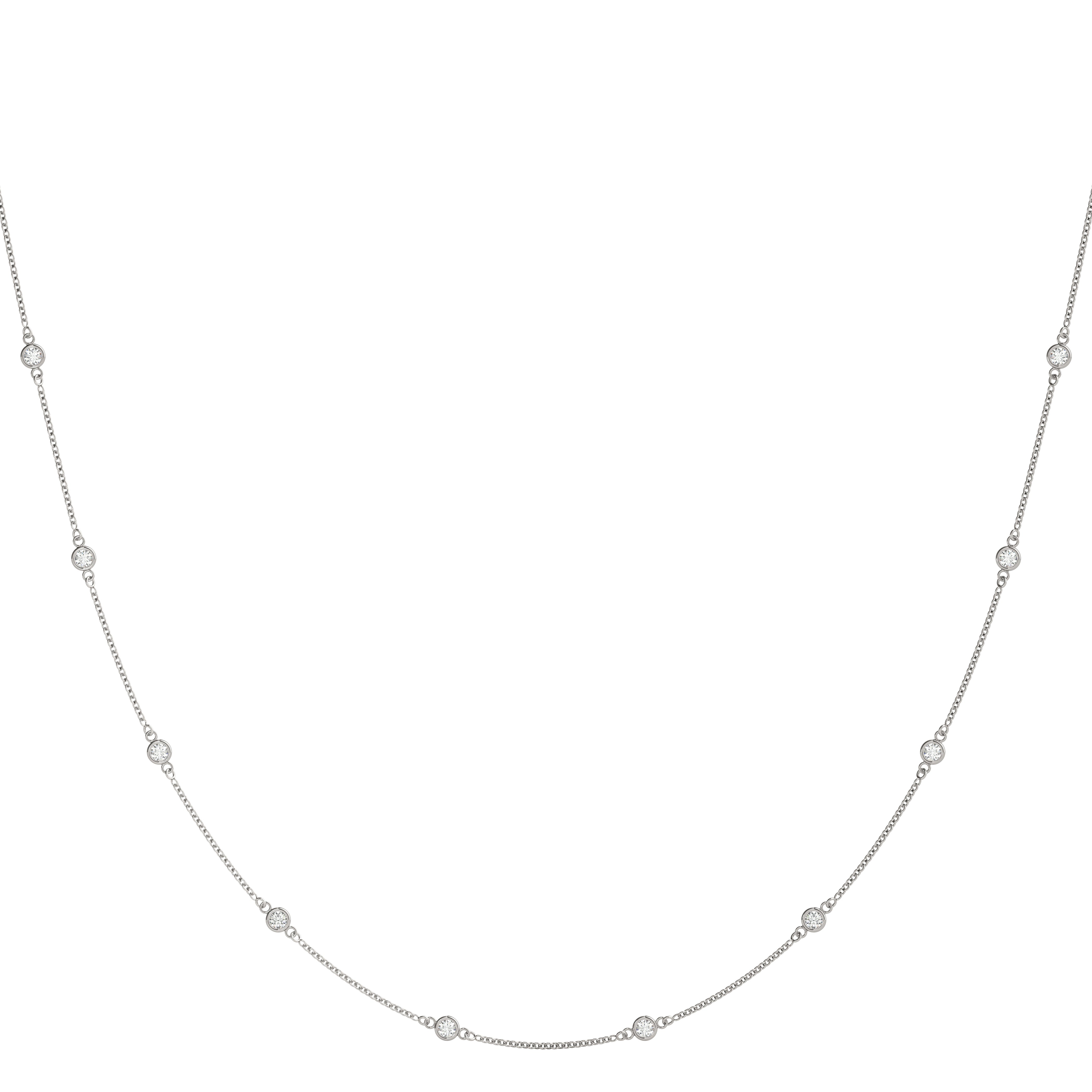 0.50 Ct Round Diamond Necklace By The Yard 16" In 14K White / Yellow & Rose Gold