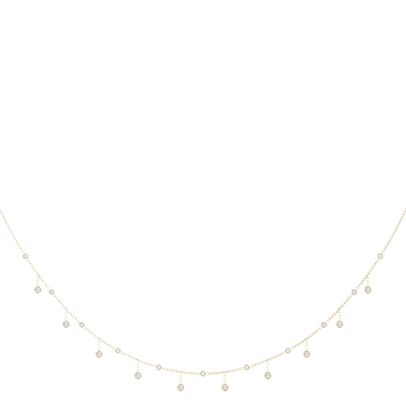 0.75 Carat Bezel Set 16"  Chain Necklace In 14K Rose White & Yellow Gold