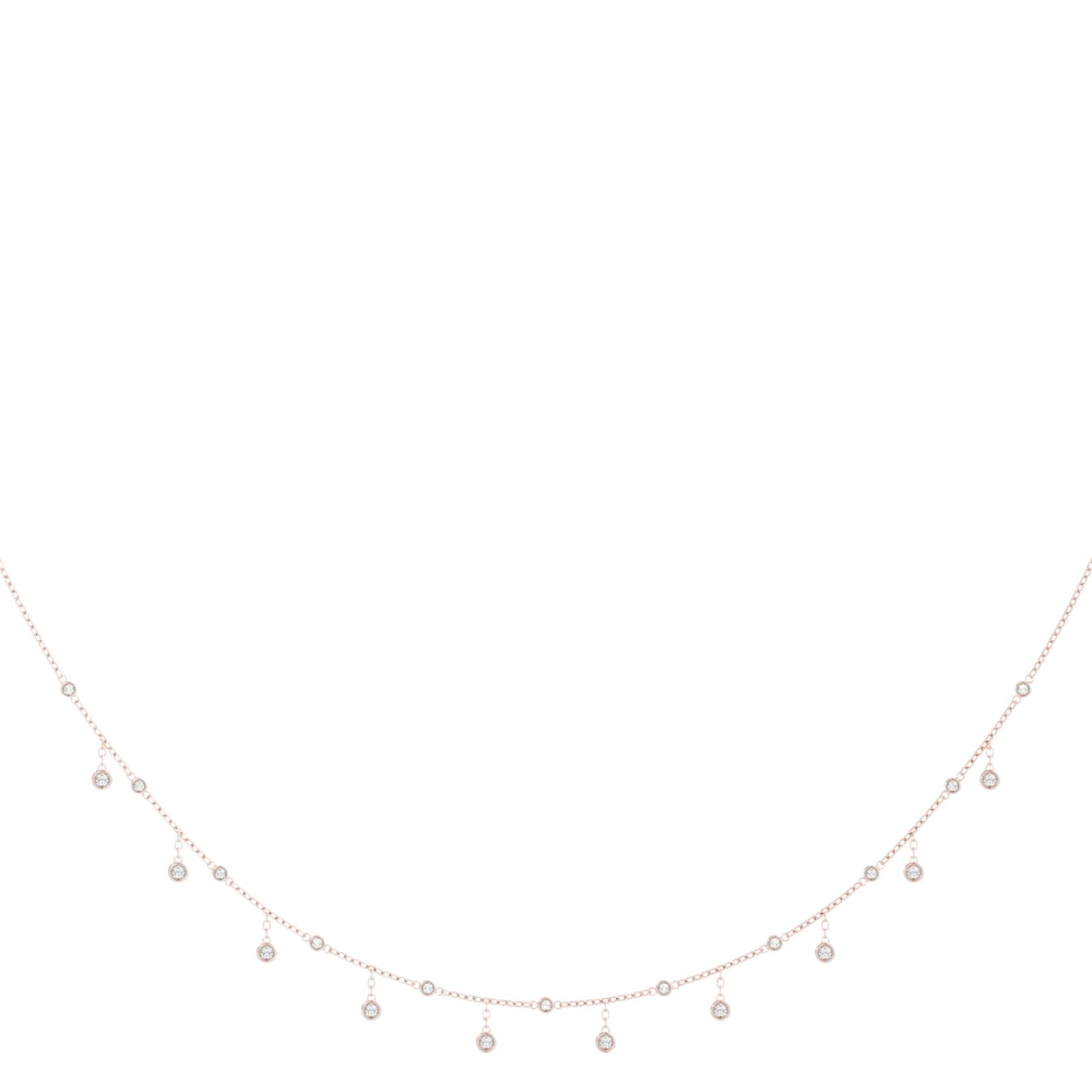0.75 Carat Bezel Set 16"  Chain Necklace In 14K Rose White & Yellow Gold