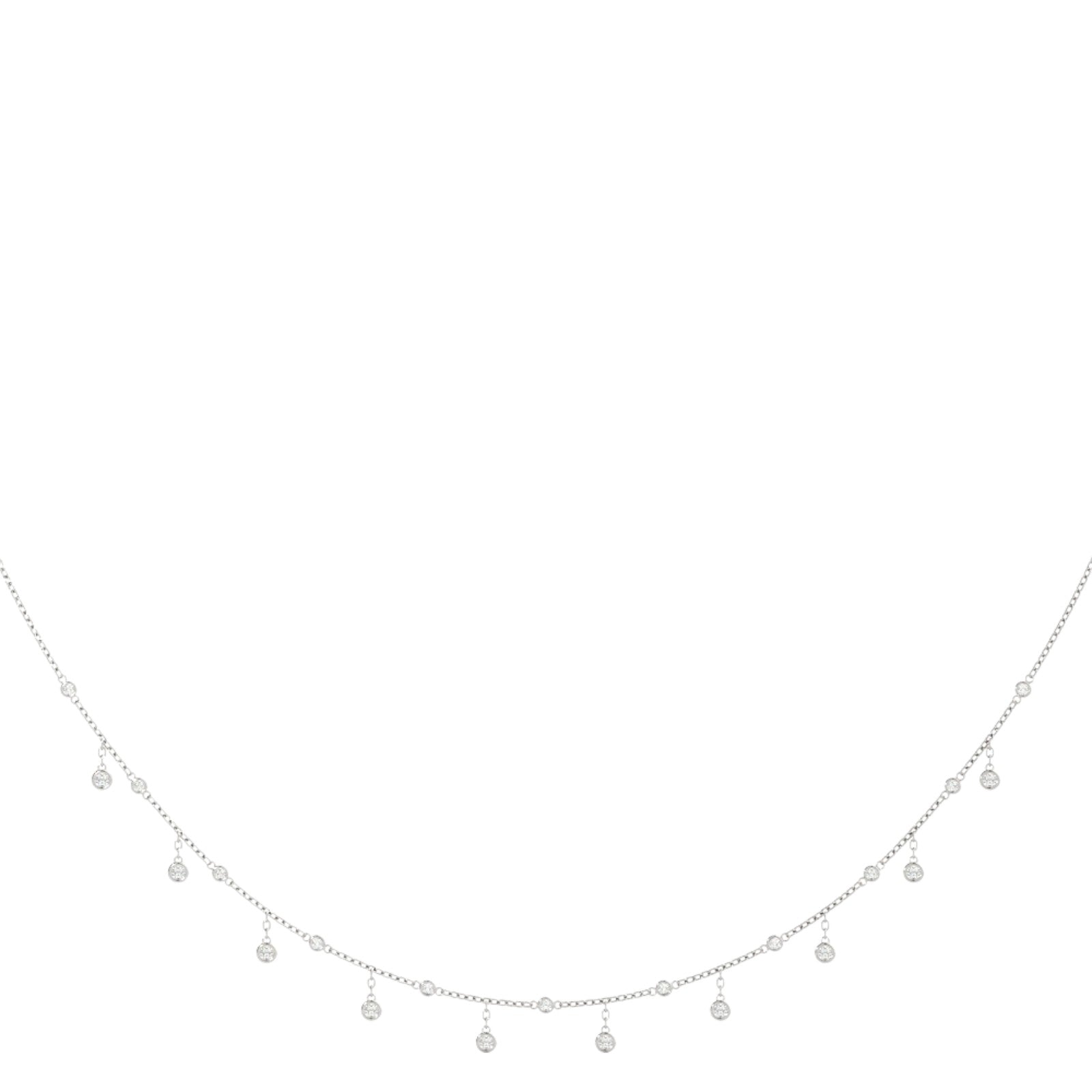 0.75 Carat Bezel Set 16"  Chain Necklace In 14K Rose White & Yellow Gold