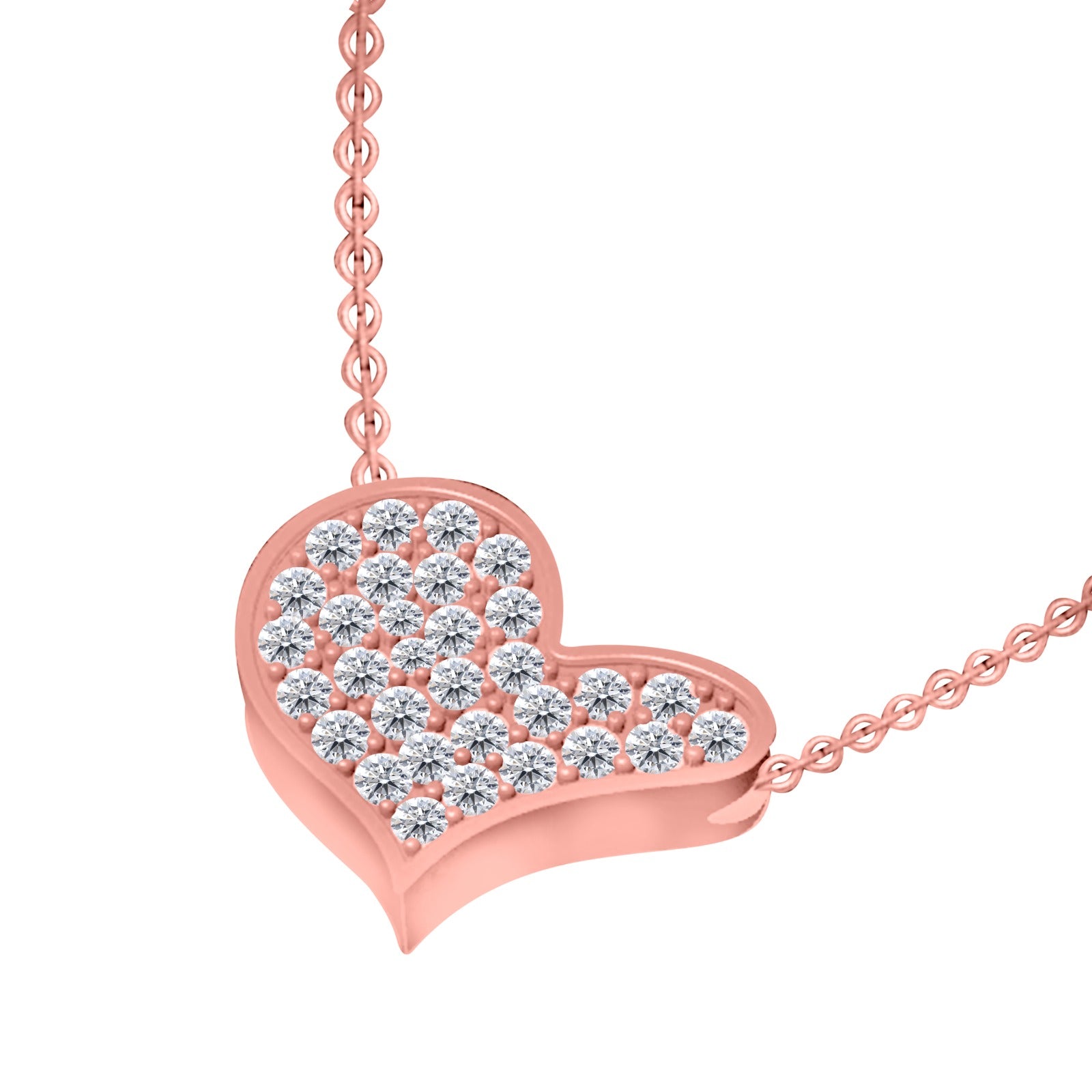 3/8 Carat Natural Diamond Heart Shape Pendant Necklace in 14K Yellow/ White And Pink Gold