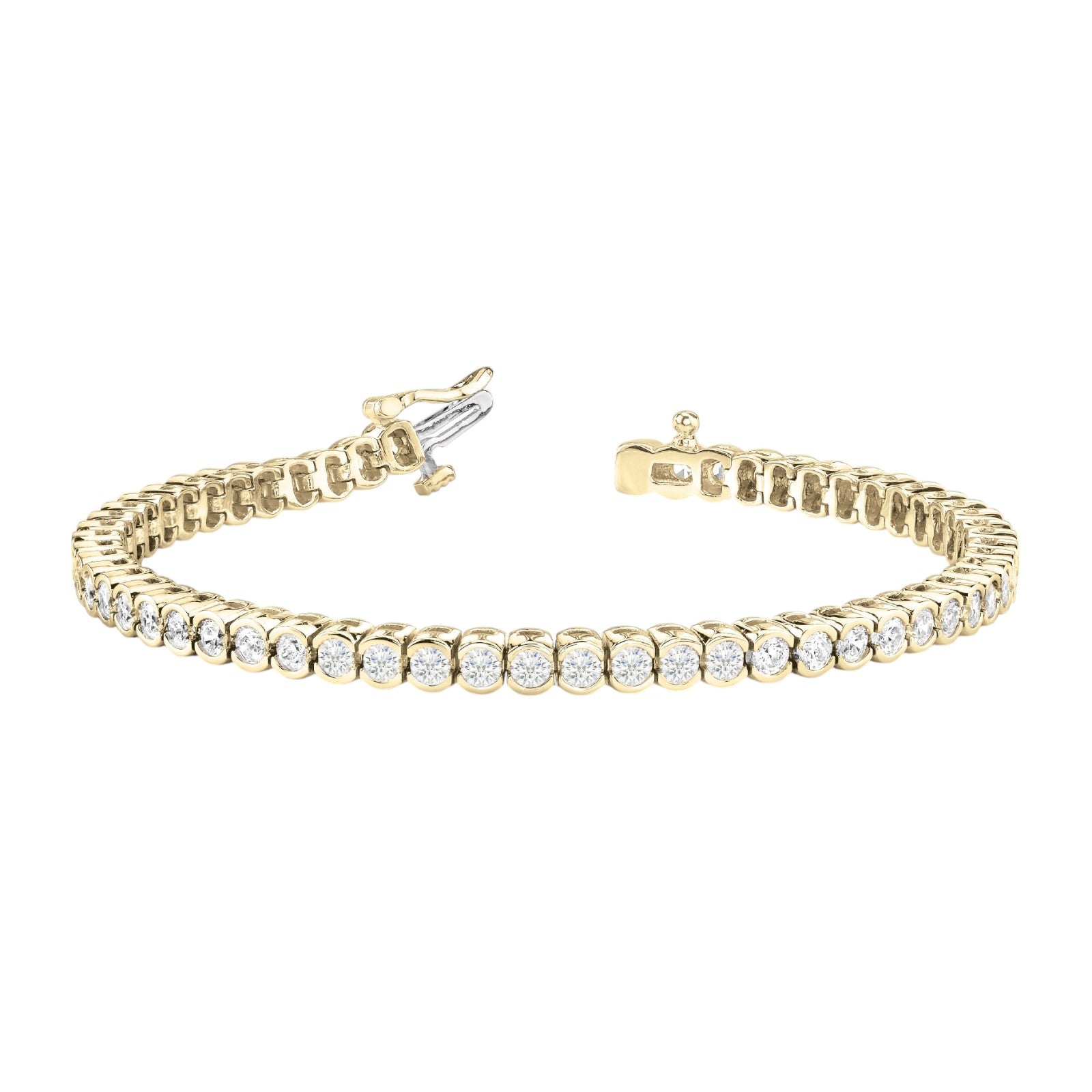 3.00 Carat FG/VVS1 Bezel Set Diamond Bracelet In 14K White Rose & Yellow Gold