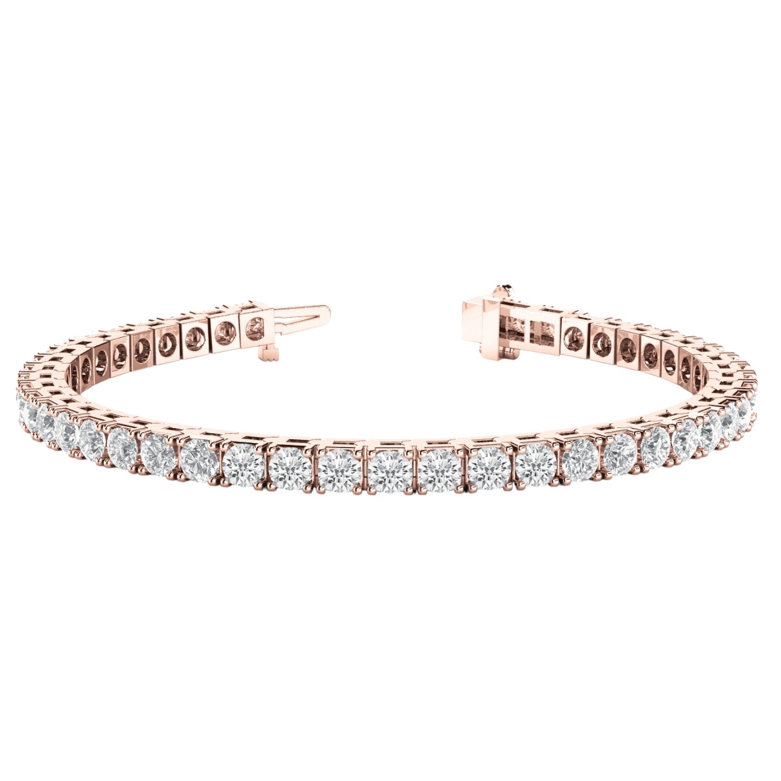 2.00 Ct FG/VVS1 Round Diamond Tennis 7 inch Bracelet in 14K White/ Rose & Yellow Gold