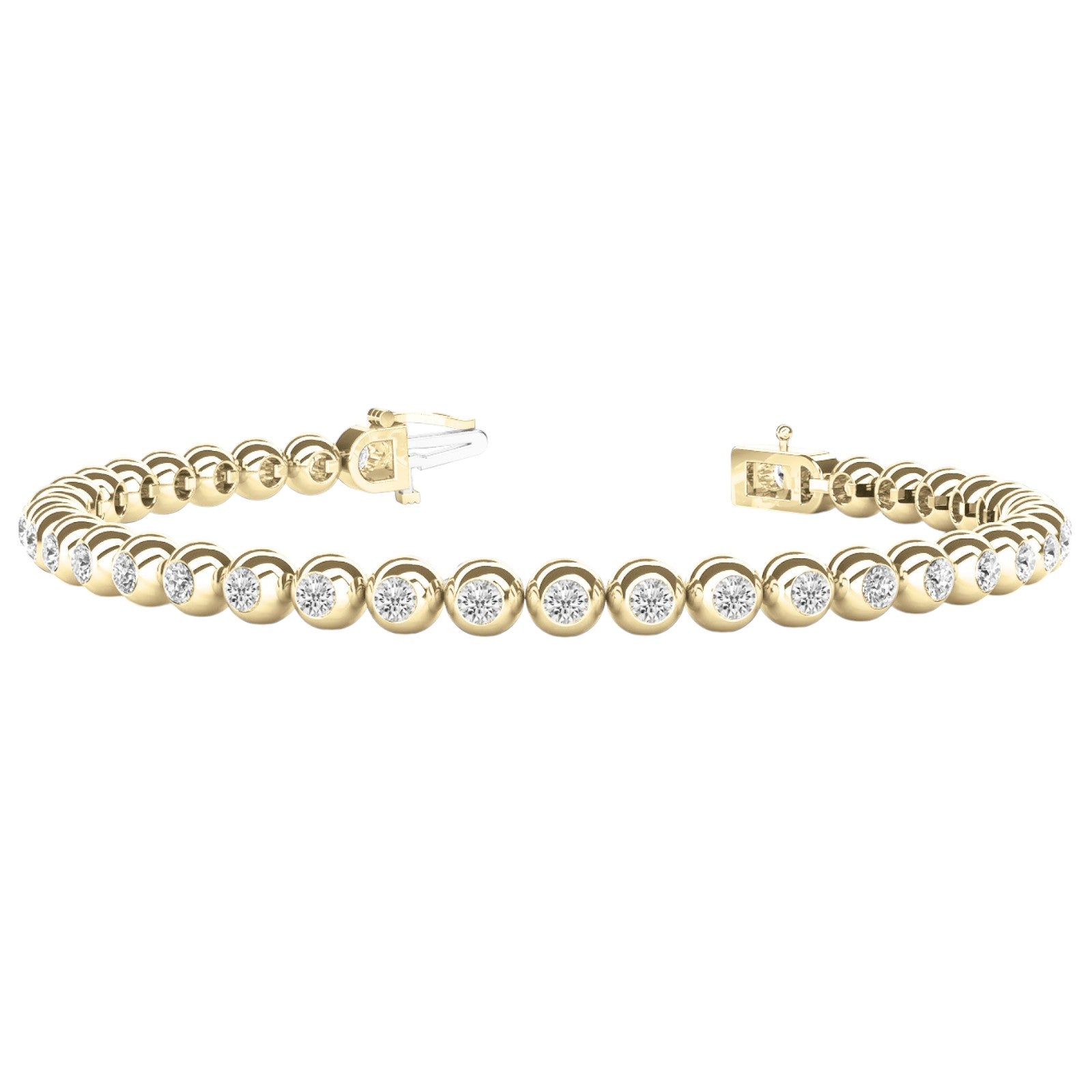 3.00 Ct Brilliant Bezel Set Diamond Bracelet In 14K White / Yellow And Rose Gold