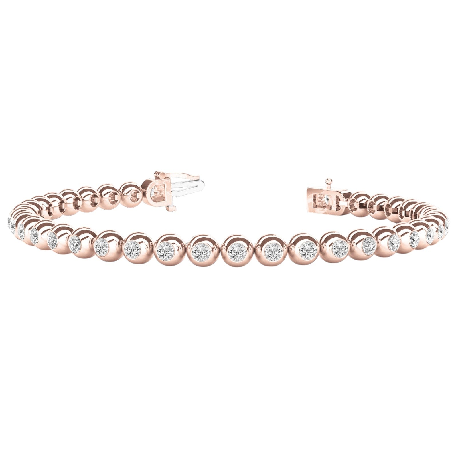 3.00 Ct Brilliant Bezel Set Diamond Bracelet In 14K White / Yellow And Rose Gold
