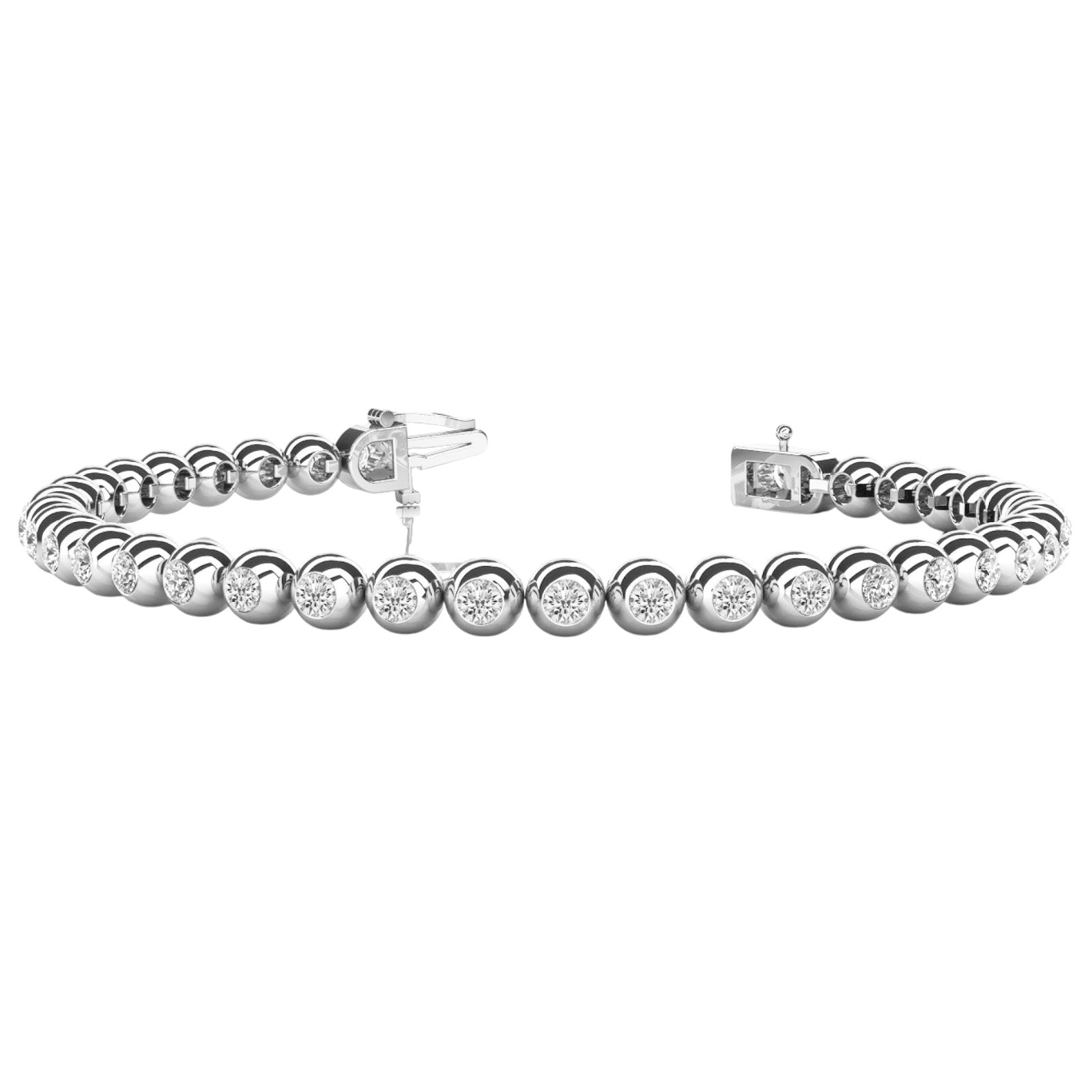 3.00 Ct Brilliant Bezel Set Diamond Bracelet In 14K White / Yellow And Rose Gold