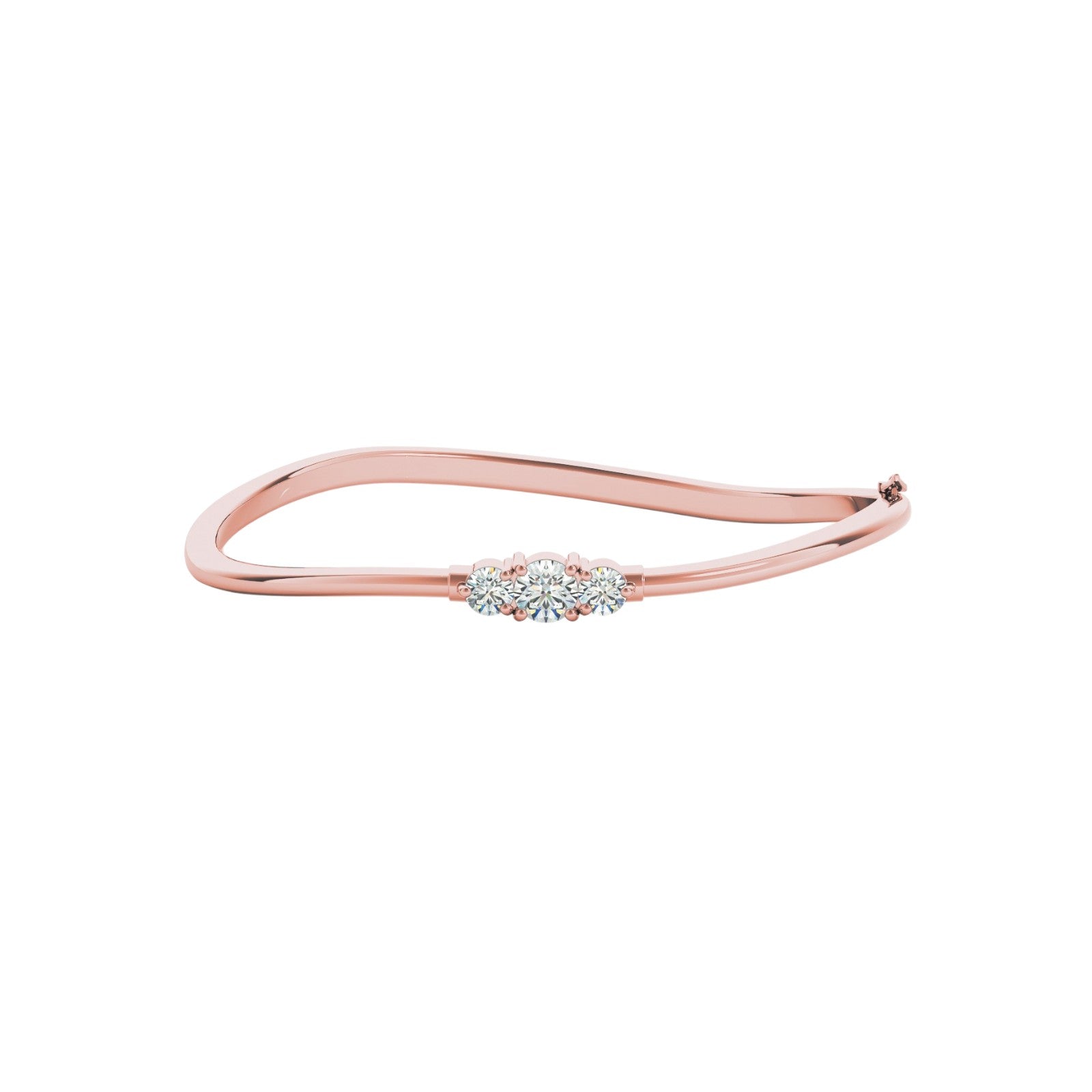 0.75 Carat Three Stone Diamond BANGLE TRADITIONAL Bracelet In 14K White & Yellow Gold