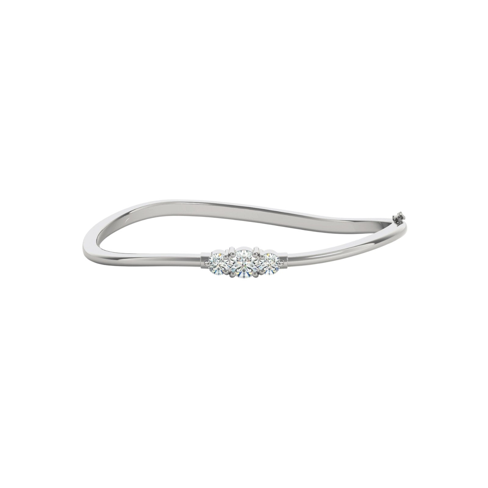 0.75 Carat Three Stone Diamond BANGLE TRADITIONAL Bracelet In 14K White & Yellow Gold