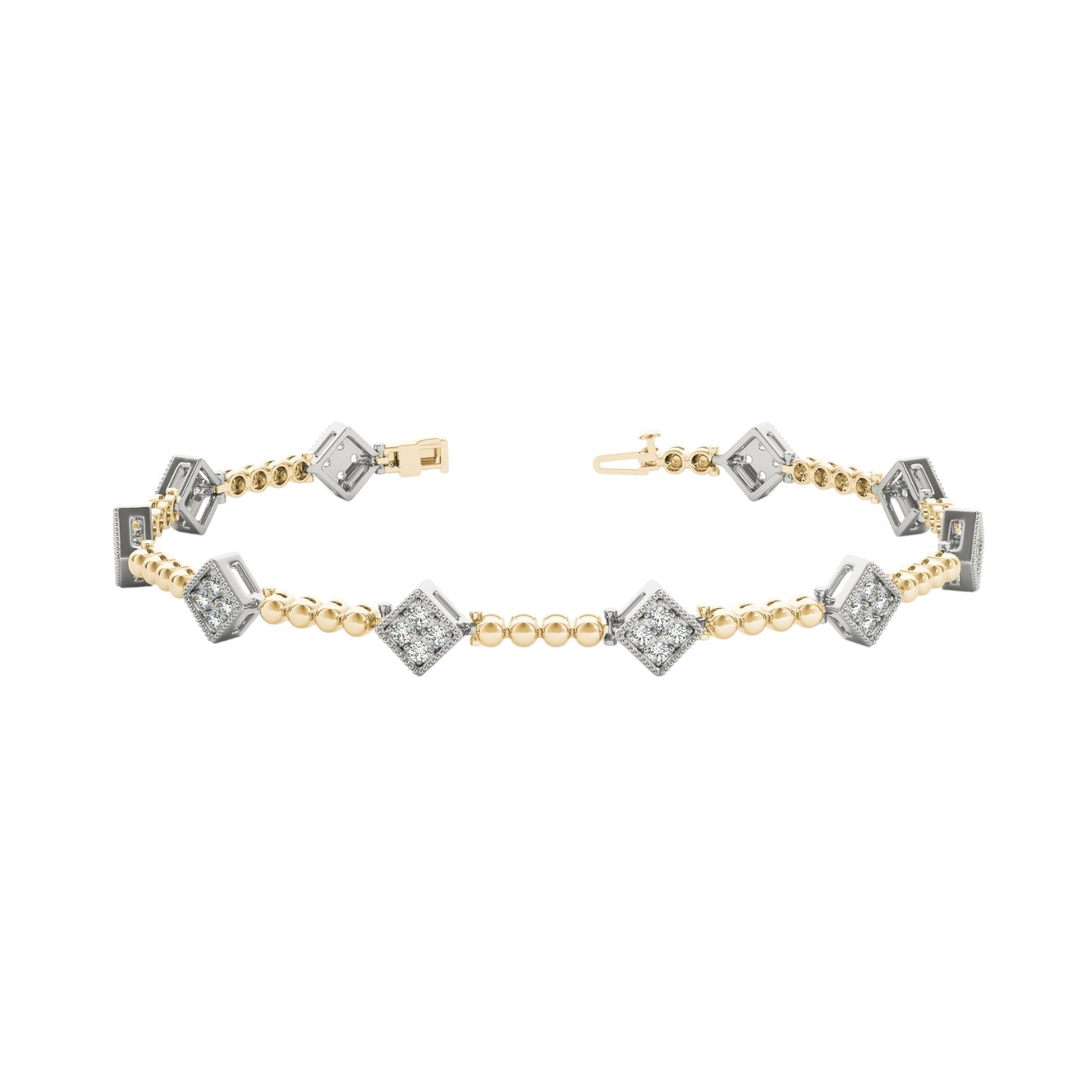 3/8 Carat Brilliant Cut Diamond Two Tone Bracelet In 14K Gold