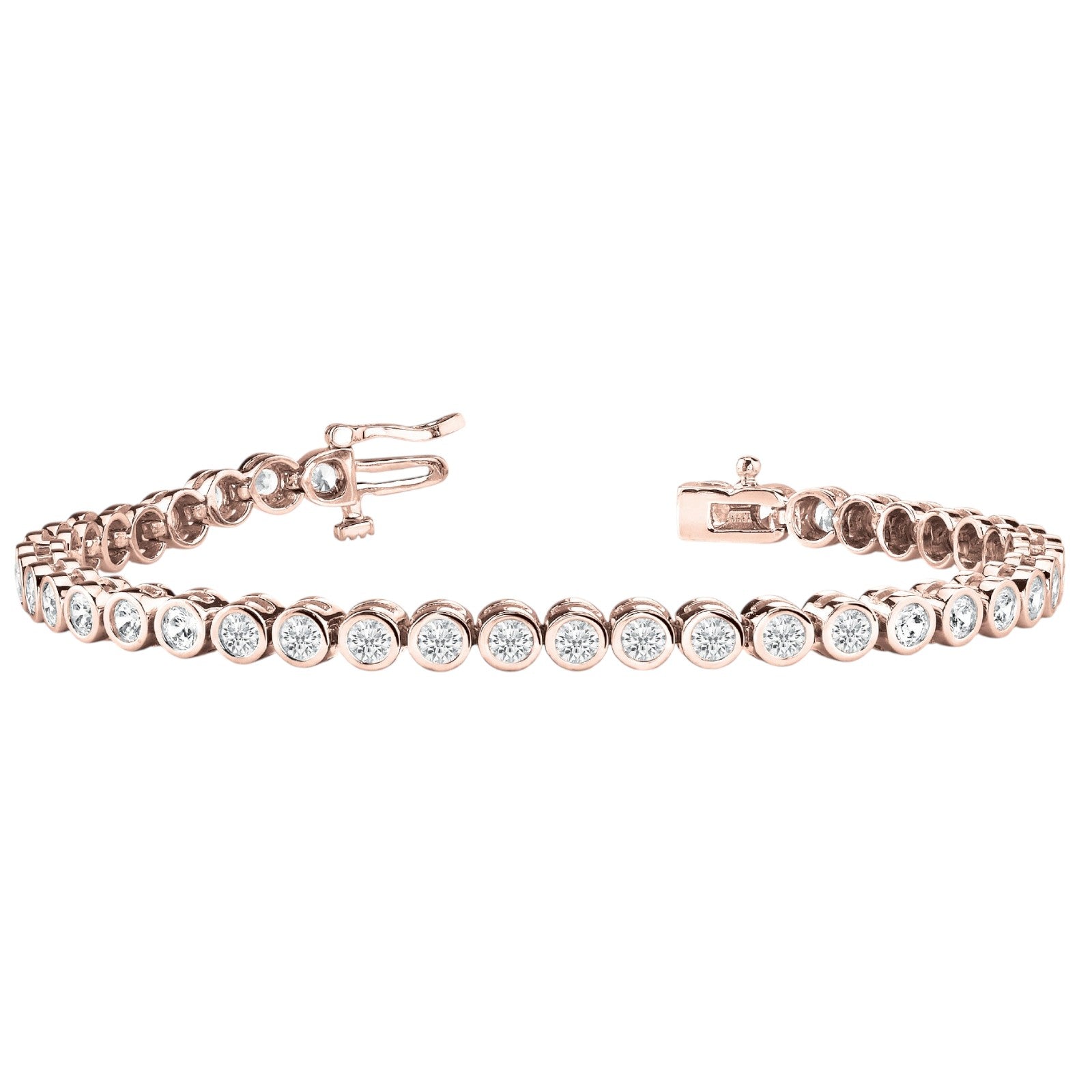 1.00 Ct Diamond 14K Rose Gold Bracelet – Bezel Set Radiance