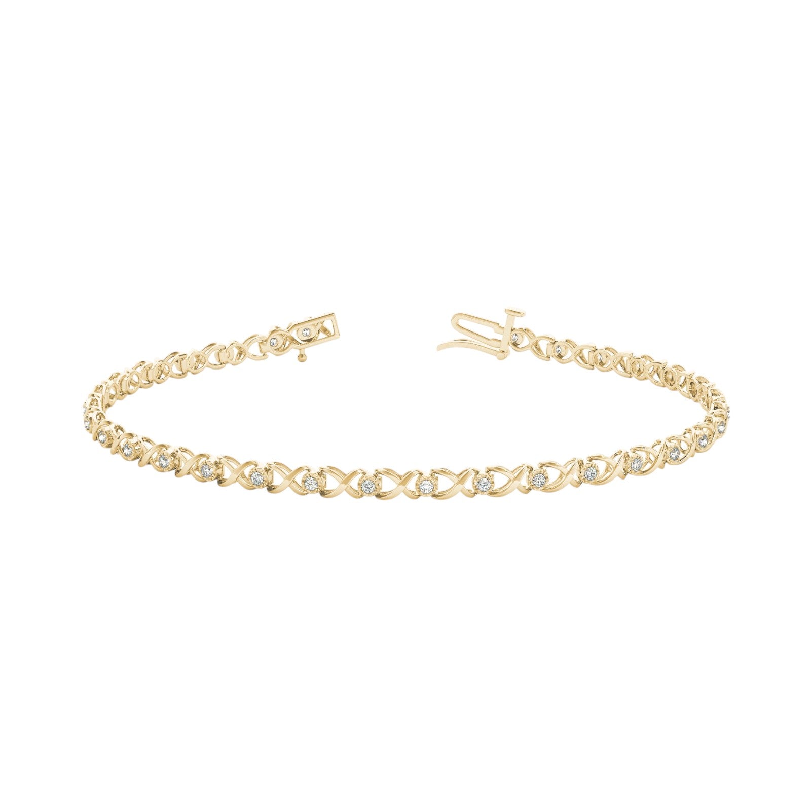 KohinoorGems 1/3 CT FG/VVS1 Brilliant Cut Round Diamond 7 inch Bracelet In 14K White Rose & Yellow Gold