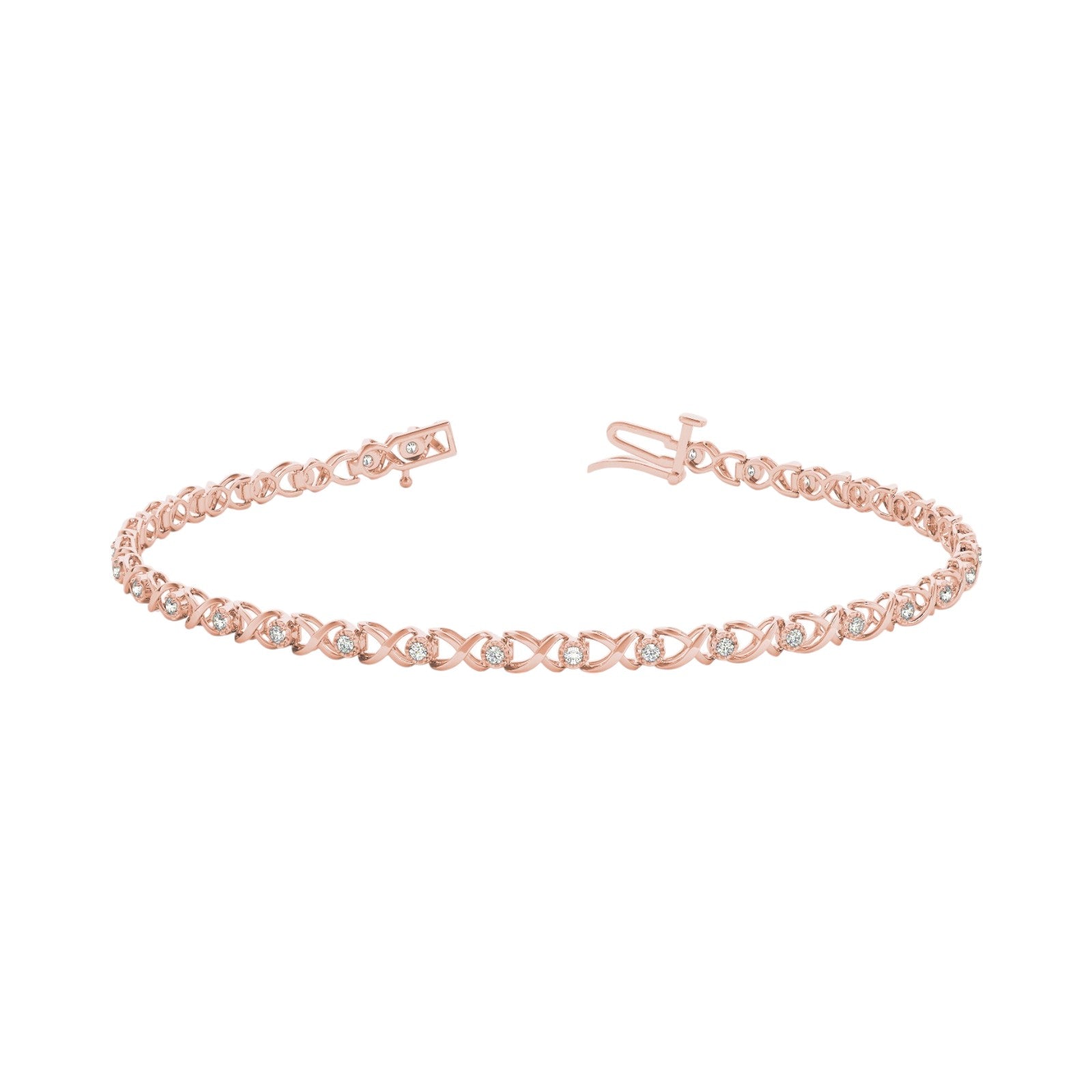KohinoorGems 1/3 CT FG/VVS1 Brilliant Cut Round Diamond 7 inch Bracelet In 14K White Rose & Yellow Gold