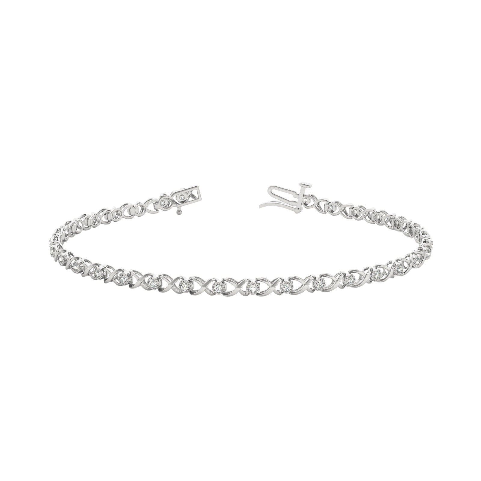 KohinoorGems 1/3 CT FG/VVS1 Brilliant Cut Round Diamond 7 inch Bracelet In 14K White Rose & Yellow Gold