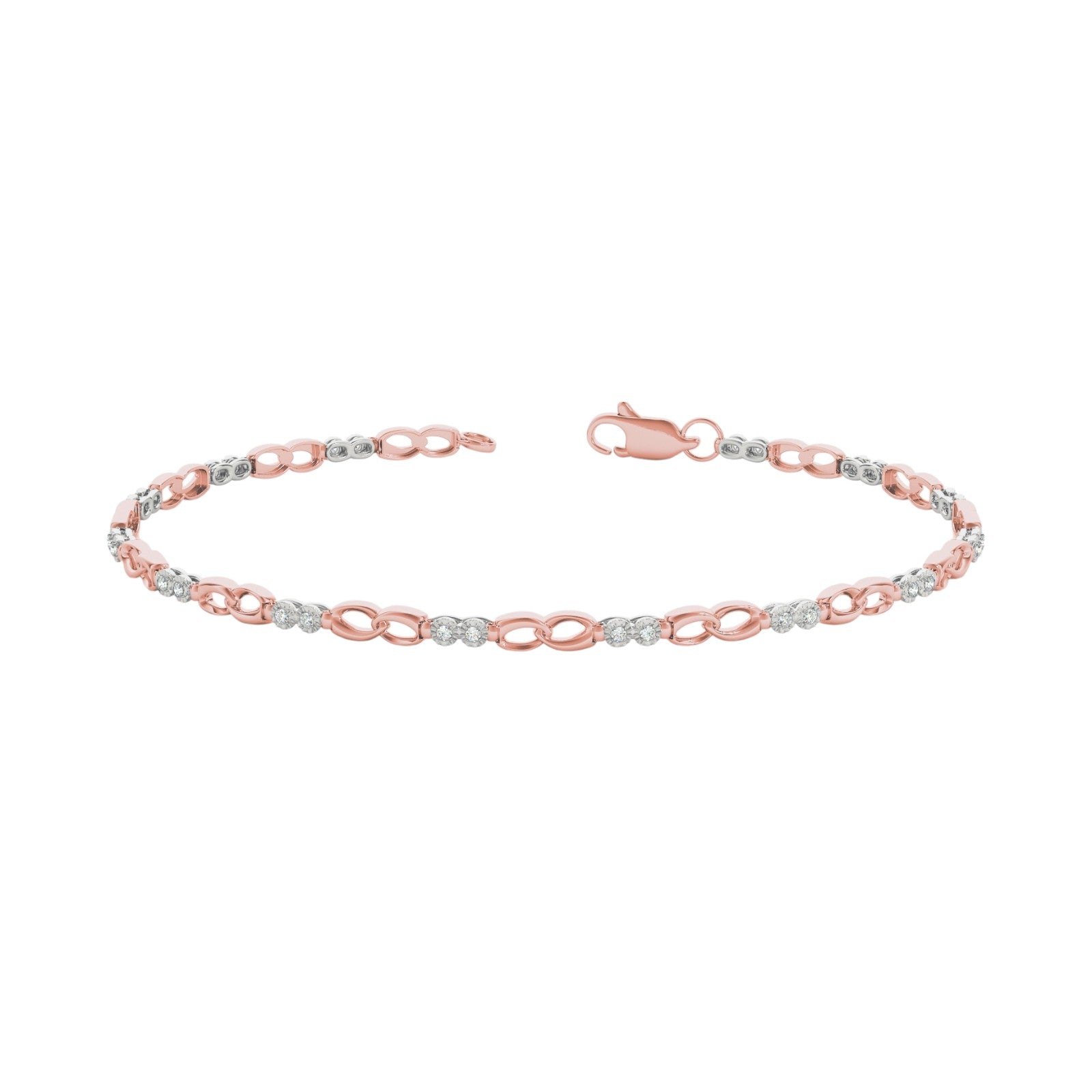 1/8 Carat FG/VVS1 Round Diamond Bracelet For Women In 14K White Yellow & Rose Gold