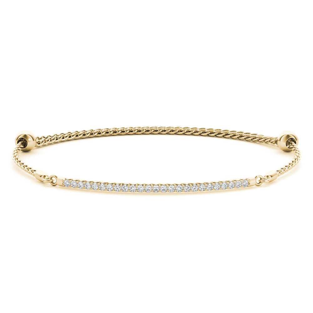 0.25 Ct Brilliant Round Diamond Single Row Adjustable Bracelet In 14K White & Yellow Gold
