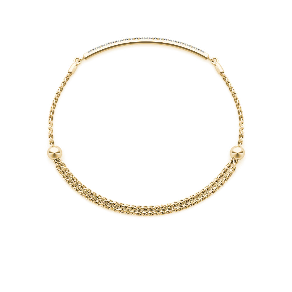 0.25 Ct Brilliant Round Diamond Single Row Adjustable Bracelet In 14K White & Yellow Gold
