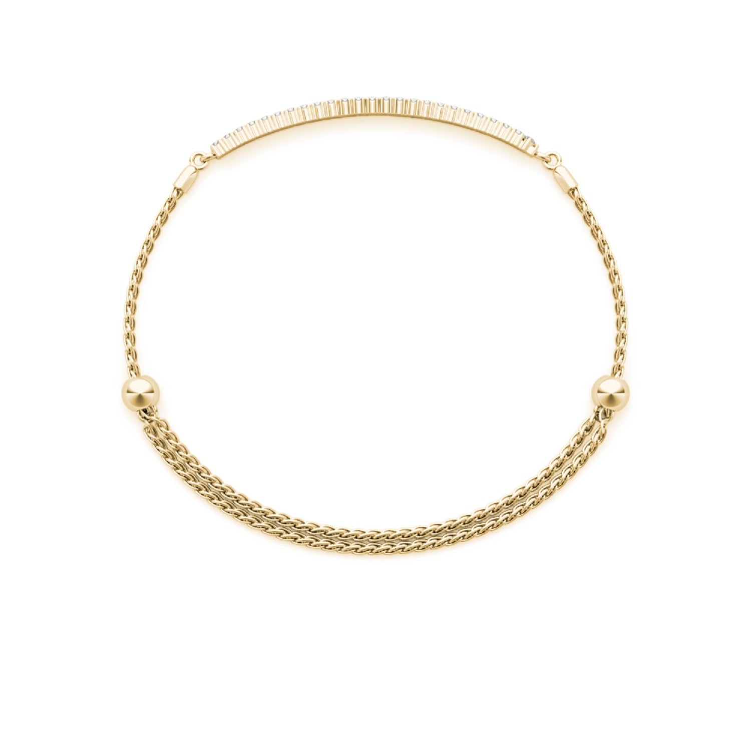 1/2 Ct Natural Diamond DOUBLE ROW Adjustable Bracelet In 14K White & Yellow Gold