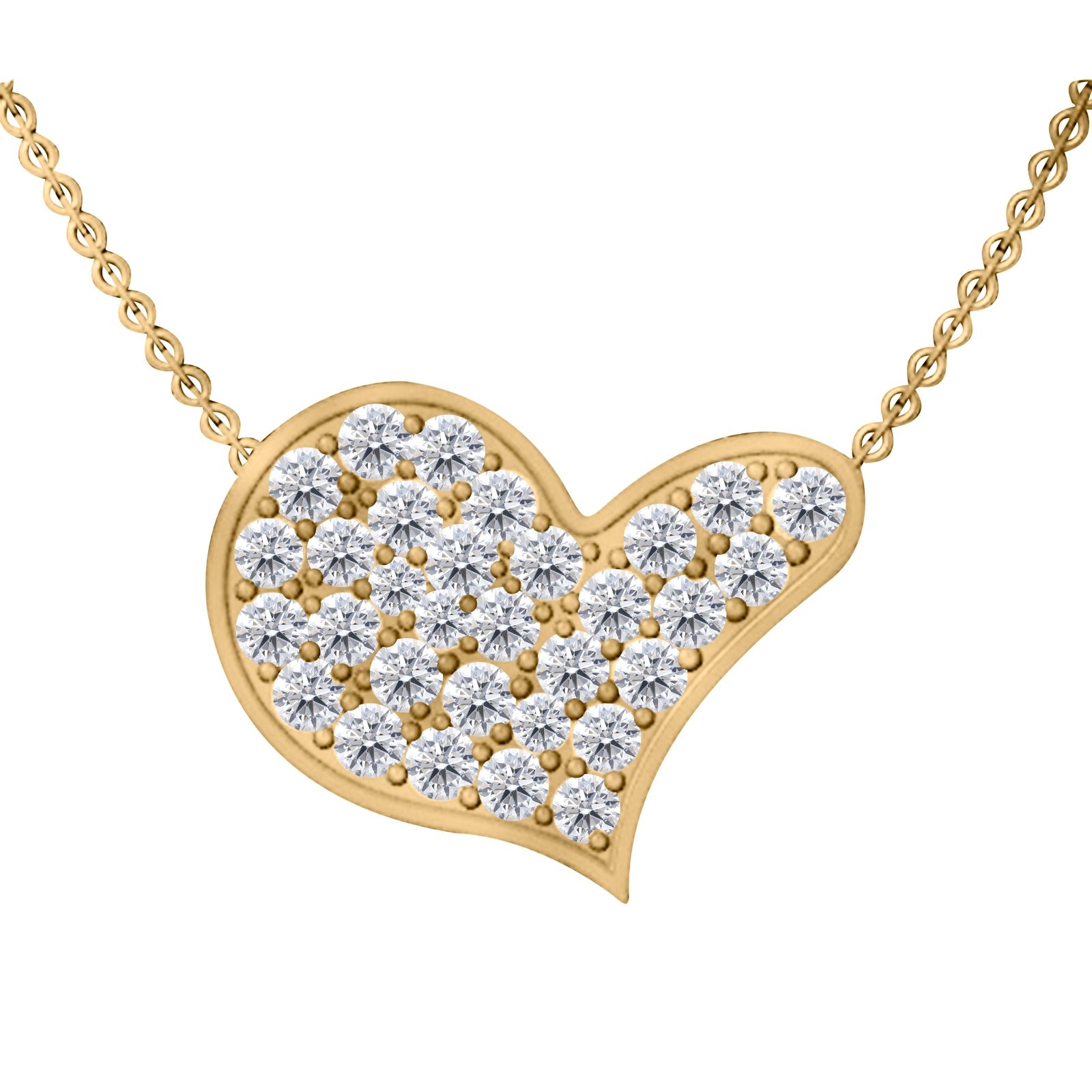 3/8 Carat Natural Diamond Heart Shape Pendant Necklace in 14K Yellow/ White And Pink Gold