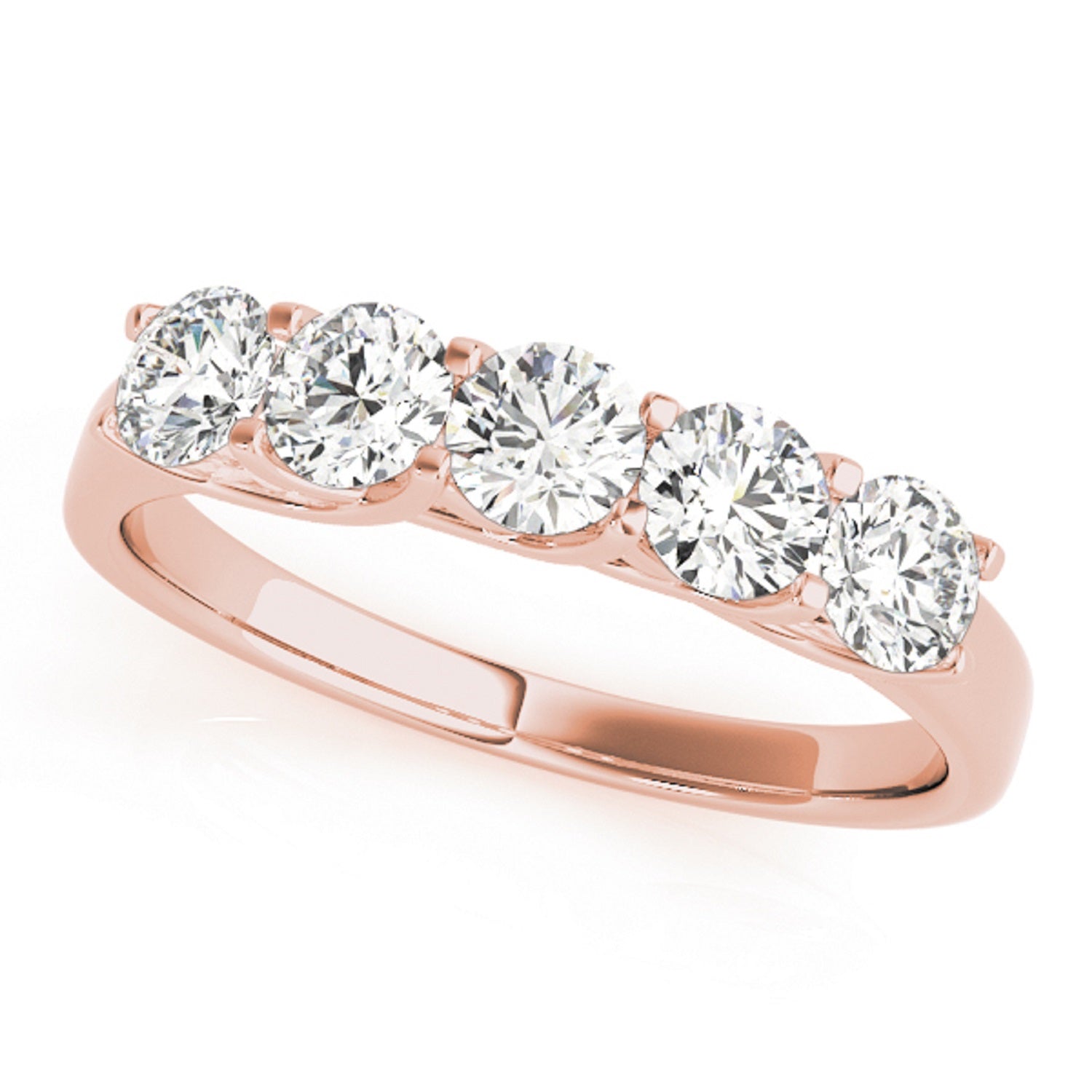 14K Rose, White, & Yellow Gold 1.00 Ct Lab-Grown Diamond Five-Stone Wedding Engagement Ring - Women’s Jewelry