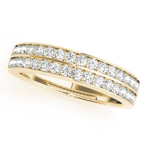 Wedding Band 1/2 Ct Diamond Double Row In 10K Solid Yellow Gold Jewelry