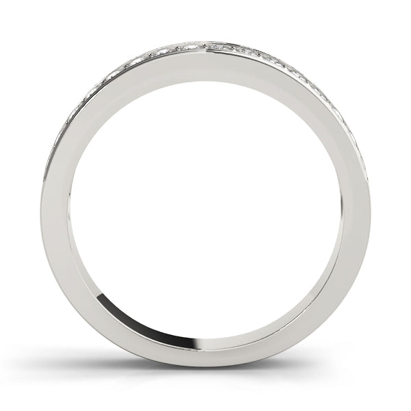 Wedding Band 1/2 Ct Diamond Double Row In 10K Solid White Gold Jewelry