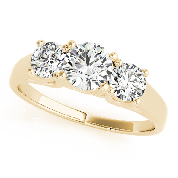 1/2 CT FG/VVS1 Round Diamond 3 Stone Engagement Rings In 10K Yellow Gold